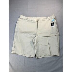 St Johns Bay Shorts Womens 24W Bermuda Secretly Slender ‎ Stretch Khaki New
